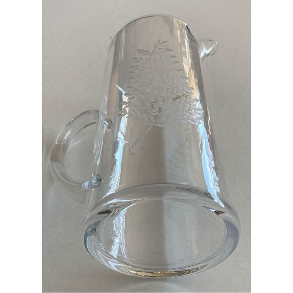 Vintage Cut Glass Fern Pattern Clear Glass 8 1/4”” Tall Pitcher - Picture 13 of 15